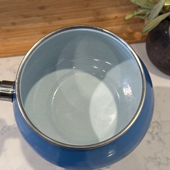 vintage 1970s fondue pot or saucepan with a mushroom design blue - Picture 6 of 9